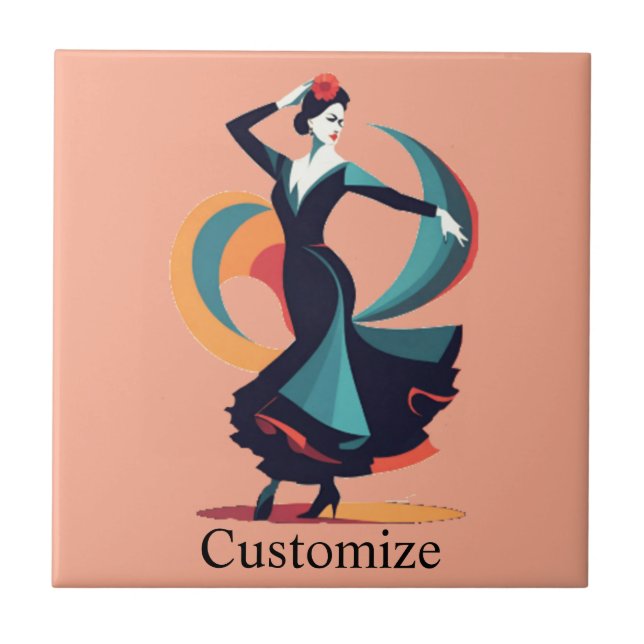 Flamenco Dancer Thunder_Cove Ceramic Tile (Front)
