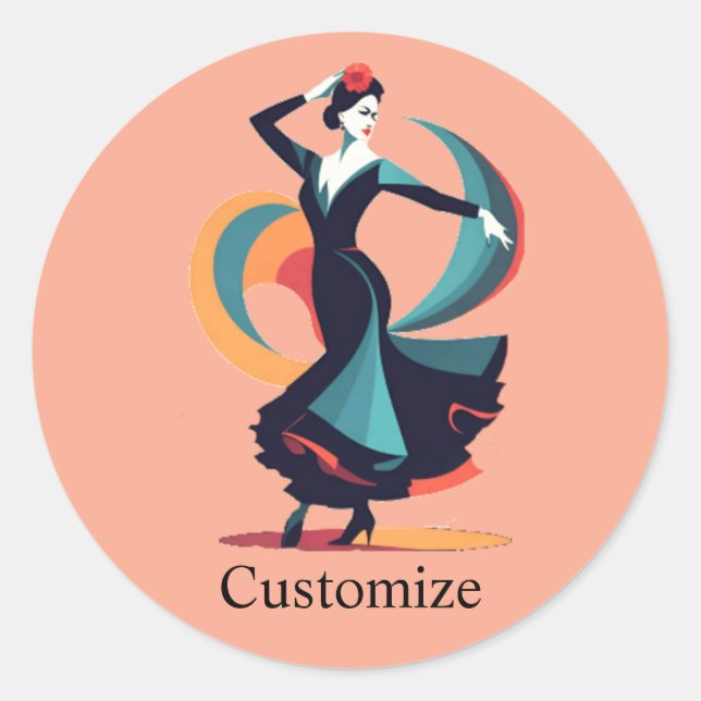 Flamenco Dancer Thunder_Cove Classic Round Sticker (Front)