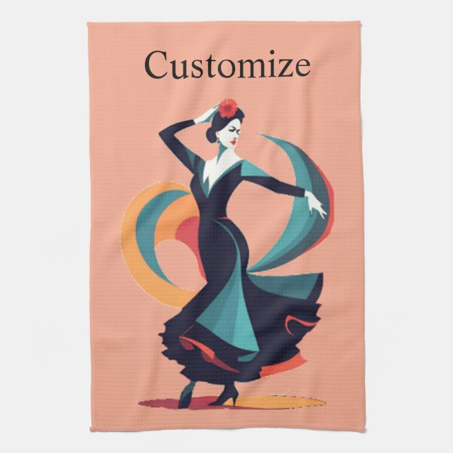 Flamenco Dancer Thunder_Cove Tea Towel (Vertical)