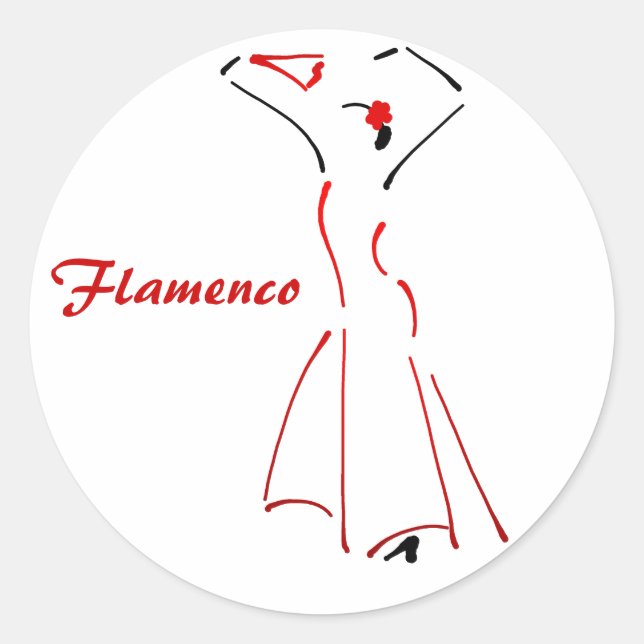 Flamenco Dancer with Customisable Slogan Classic Round Sticker (Front)