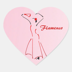 Flamenco Dancer with Customisable Text Heart Sticker