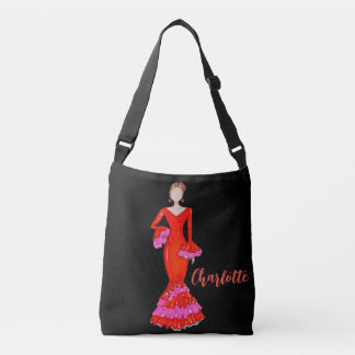 Flamenco dancer with orange dress crossbody bag