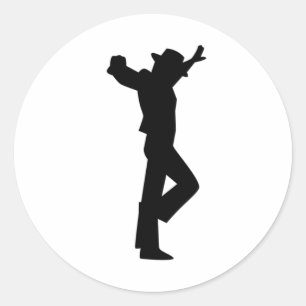 Flamenco Male Dancer Black Classic Round Sticker