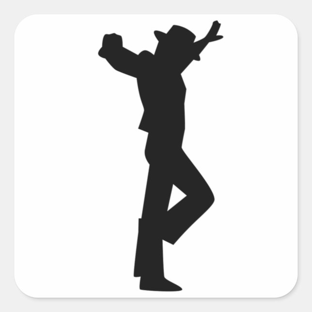 Flamenco Male Dancer Black Square Sticker (Front)