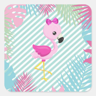 Flamenco Rosa Baby para personalizar e imprimir Square Sticker