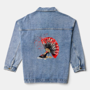Flamenco Shoes Spanish Dancer High Heels black Dan Denim Jacket