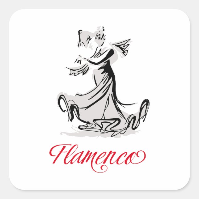 Flamenco Square Sticker (Front)
