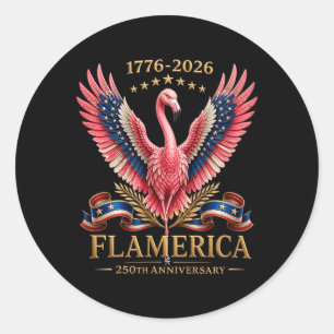 Flamerica 250th Anniversary Patriotic Flamingo Classic Round Sticker