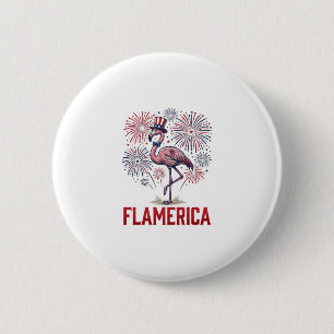Flamerica Flamingo Patriotic Vintage Shirt Design_ 6 Cm Round Badge