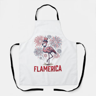 Flamerica Flamingo Patriotic Vintage Shirt Design_ Apron