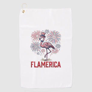 Flamerica Flamingo Patriotic Vintage Shirt Design_ Golf Towel