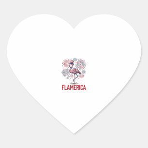 Flamerica Flamingo Patriotic Vintage Shirt Design_ Heart Sticker