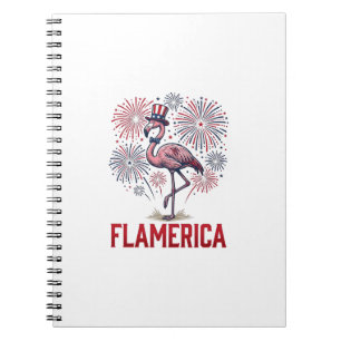 Flamerica Flamingo Patriotic Vintage Shirt Design_ Notebook