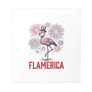 Flamerica Flamingo Patriotic Vintage Shirt Design_ Notepad