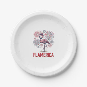 Flamerica Flamingo Patriotic Vintage Shirt Design_ Paper Plate