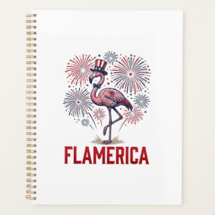 Flamerica Flamingo Patriotic Vintage Shirt Design_ Planner