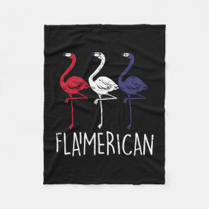 Flamerican flamingo american flag 4th july fourth fleece blanket