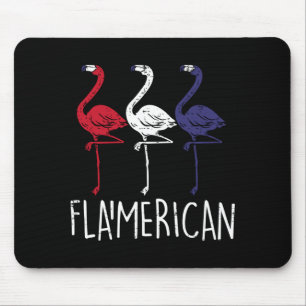 Flamerican flamingo american flag 4th july fourth mouse pad