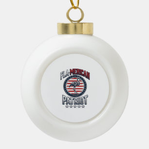 Flamerican Patriot Flamingo Vintage Vector Ceramic Ball Christmas Ornament