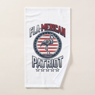 Flamerican Patriot Flamingo Vintage Vector Hand Towel
