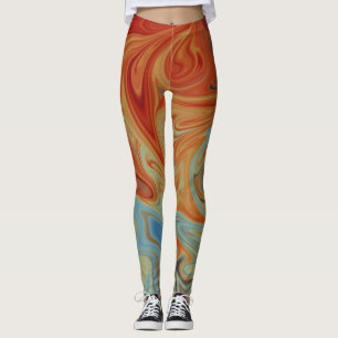 Flames And Water Abstract Design   Best fine art Leggings