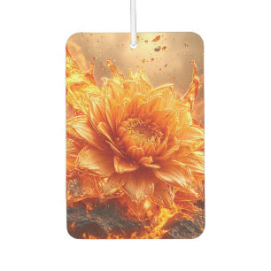 Flames are flying around a flower car air freshener