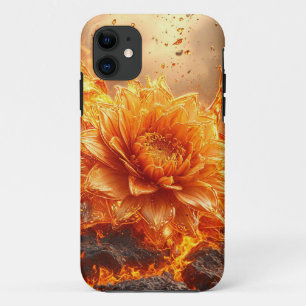 Flames are flying around a flower iPhone 11 case