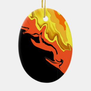 Flames at Night Ceramic Ornament