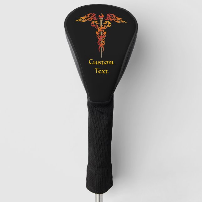 Flames Caduceus Golf Head Cover (Front)