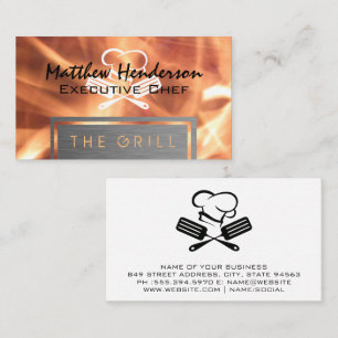 Flames Chef Hat and Spatula Business Card
