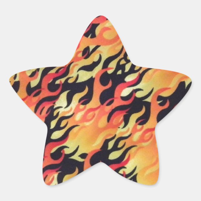 Flames Fire Customise add Name or Text Star Sticker (Front)