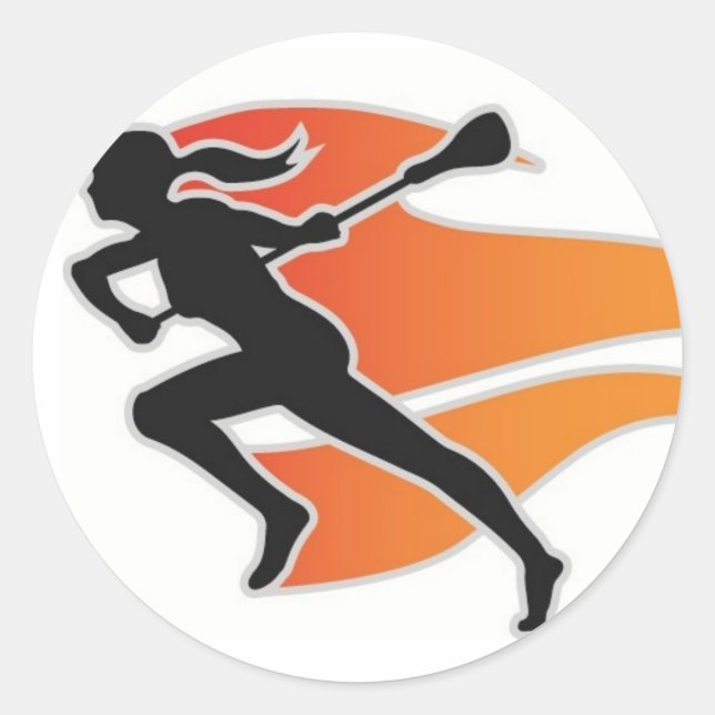 Flames Lacrosse Circle Sticker (Front)