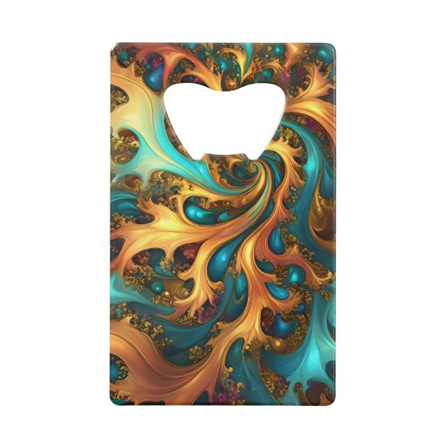 Flames of Color: Teal, Gold, Orange Fractal Dance (Front)