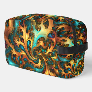 Flames of Color: Teal, Gold, Orange Fractal Dance Dopp Kit