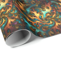 Flames of Color: Teal, Gold, Orange Fractal Dance