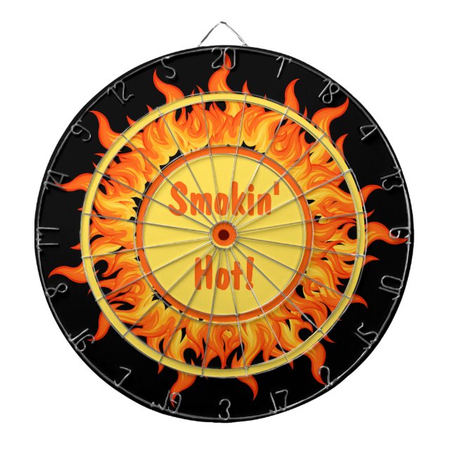 Flames of Fire Black Personalised Dartboard (Front)