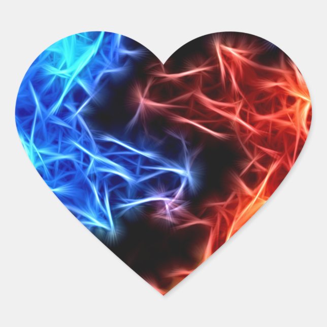 flames of good and evil heart sticker (Front)