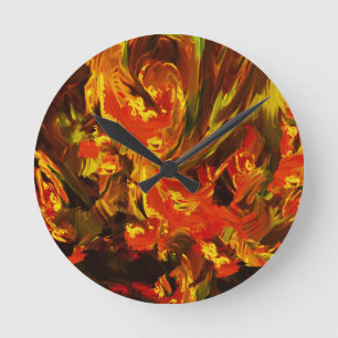 Flames of love round clock