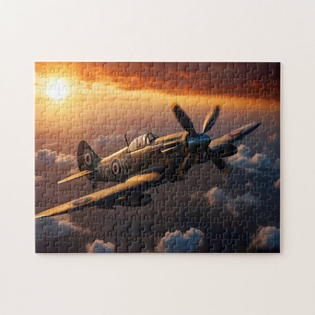 Flames of the Sky: A Spitfire's Ascent Jigsaw Puzzle (Horizontal)