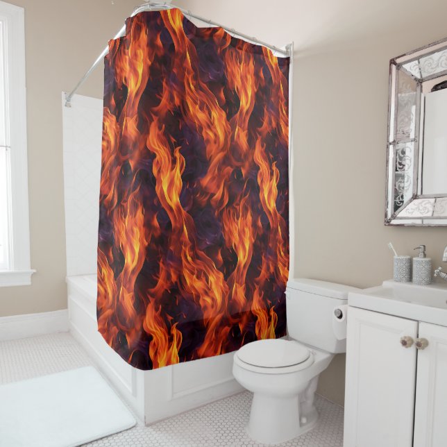 Flames Pattern Shower Curtain (In Situ)