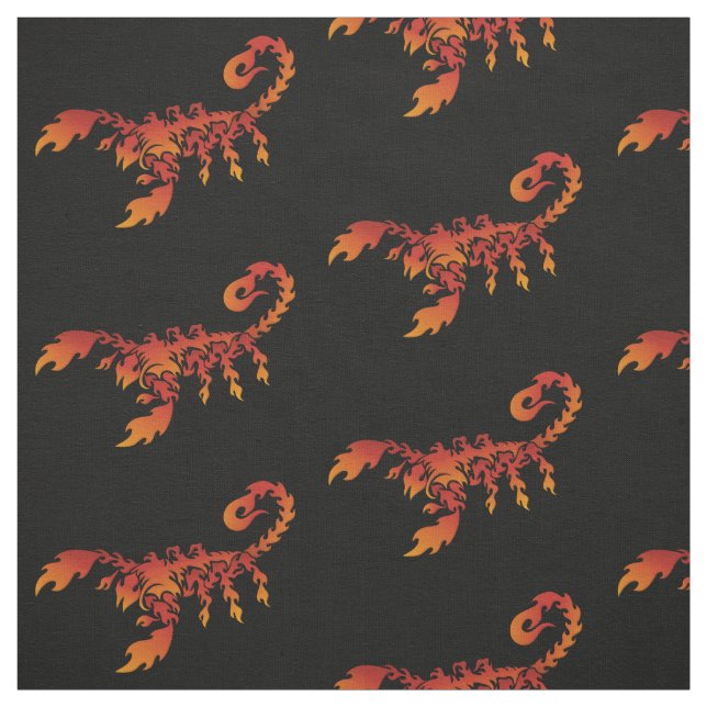 Flames Scorpion Pattern Fabric (Swatch)