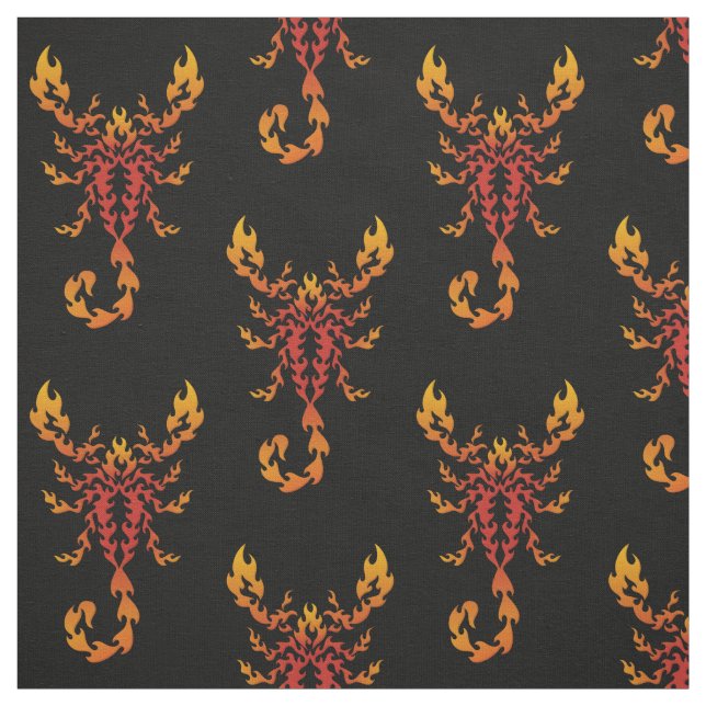 Flames Scorpion Pattern Fabric (Swatch)