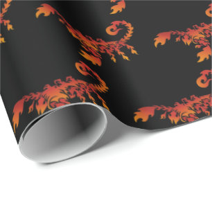 Flames Scorpion Pattern Wrapping Paper