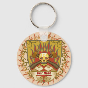  Flames Shield   Firefighter keychain