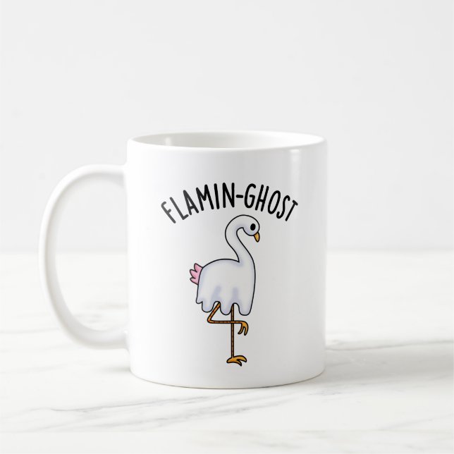 Flamin-ghost Funny Flamingo Ghost Pun  Coffee Mug (Left)