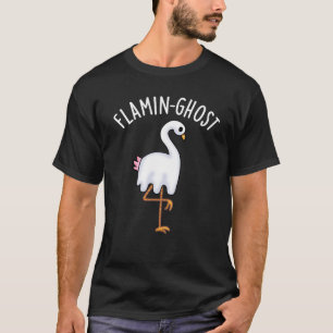 Flamin-ghost Funny Flamingo Ghost Pun Dark BG T-Shirt
