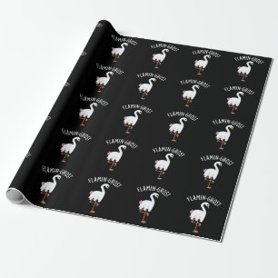 Flamin-ghost Funny Flamingo Ghost Pun Dark BG Wrapping Paper