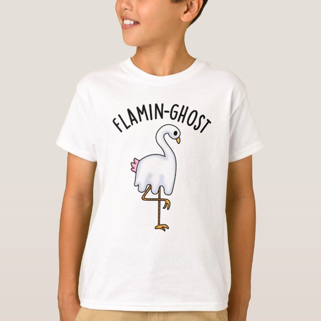 Flamin-ghost Funny Flamingo Ghost Pun  T-Shirt (Front)