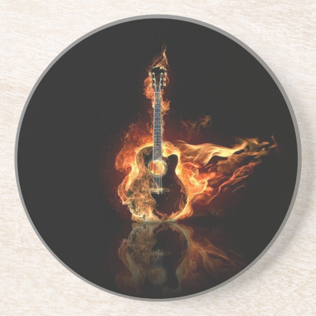 flamin guitar coaster (Front)