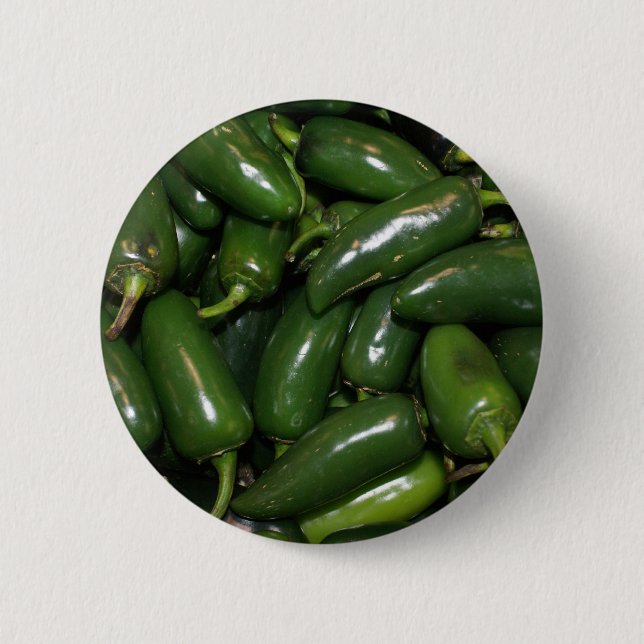 Flamin' Hot Green Jalepeno Peppers Art 6 Cm Round Badge (Front)